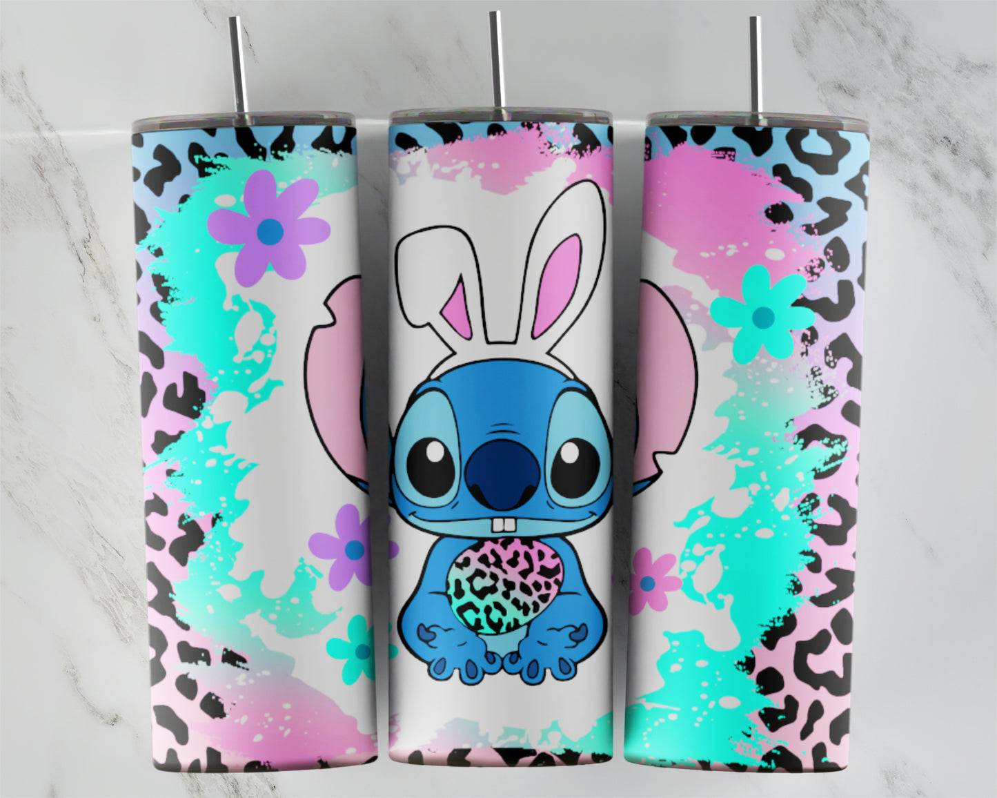 Easter Blue Alien Bunny Tumbler Transfers