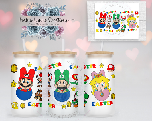 Easter Mario 16 oz Glass Can Wrap