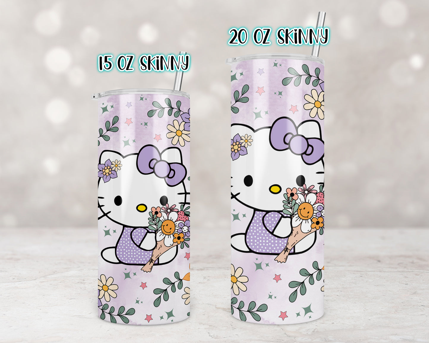 Spring Purple Flowers Kitty Tumbler Transfers