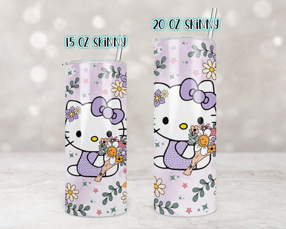 Spring Purple Flowers Kitty Tumbler Transfers