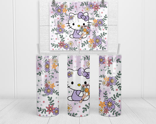 Spring Purple Flowers Kitty Tumbler Transfers