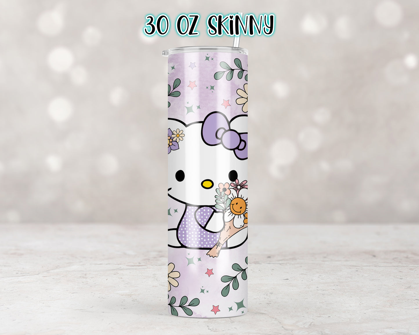 Spring Purple Flowers Kitty Tumbler Transfers