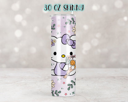 Spring Purple Flowers Kitty Tumbler Transfers