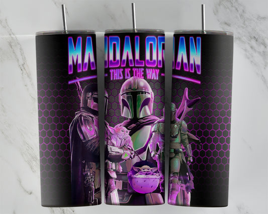 Dark Purple Baby Green Alien and Mando Tumbler Transfers