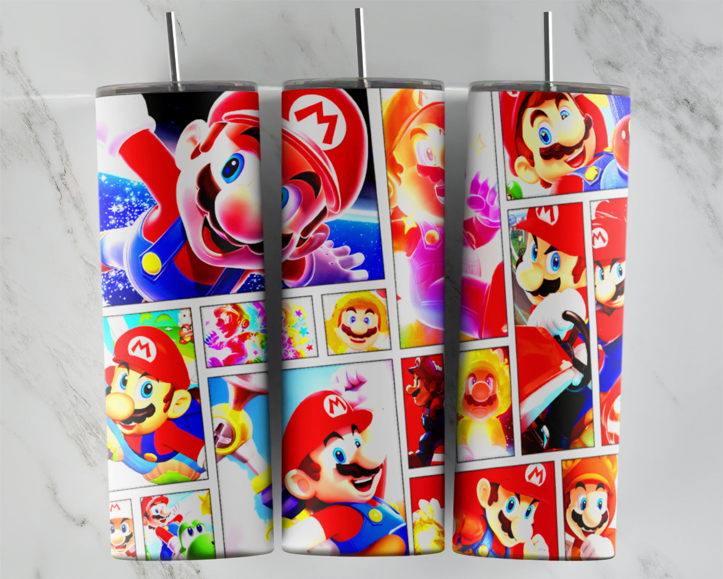 Game Collage Mario Tumbler Transfers