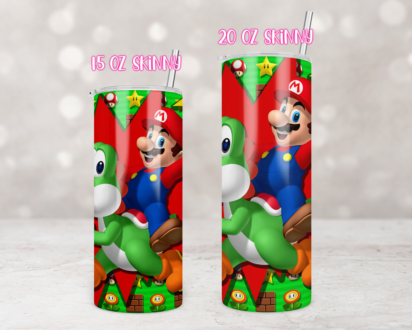 Mario and Yoshi Tumbler Transfers