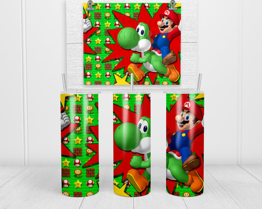 Mario and Yoshi Tumbler Transfers