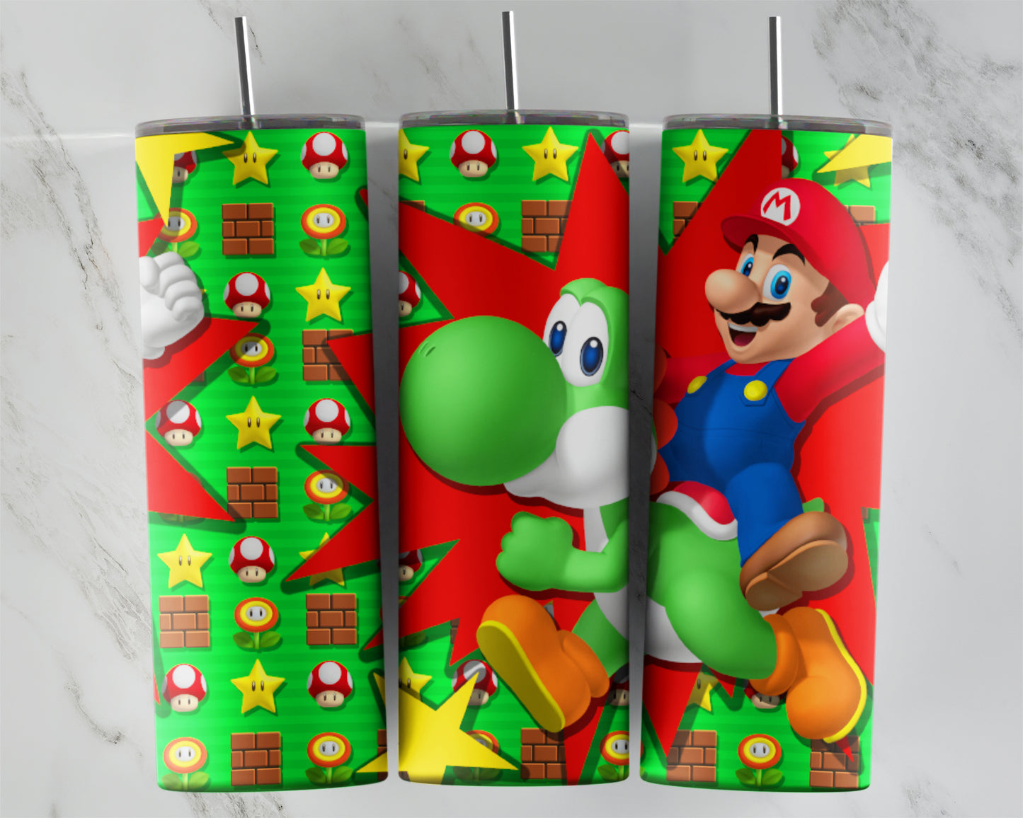 Mario and Yoshi Tumbler Transfers