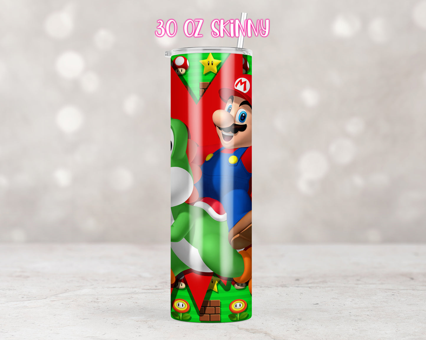 Mario and Yoshi Tumbler Transfers