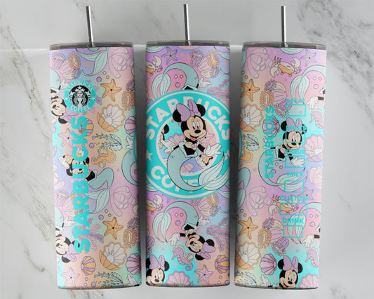 Pastel Mermaid Mouse Coffee Tumbler Transfers