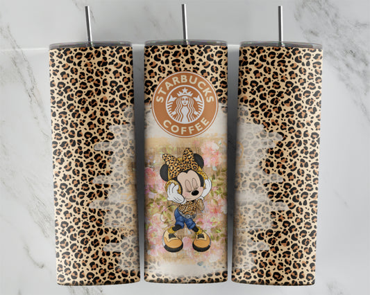 Leopard Musical Girl Mouse Tumbler Transfers