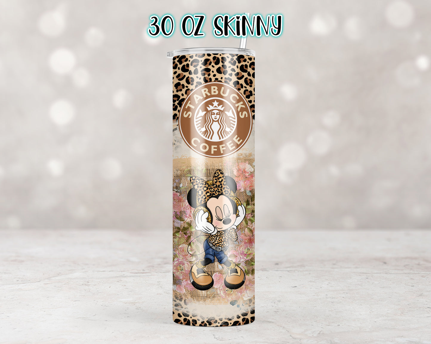 Leopard Musical Girl Mouse Tumbler Transfers