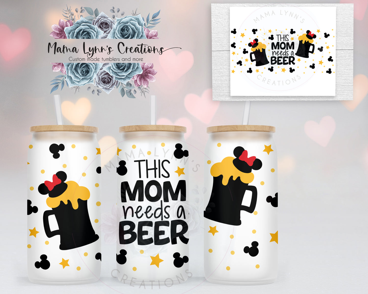 This Mom Needs Beer 16 oz Glass Can Vinyl Wrap