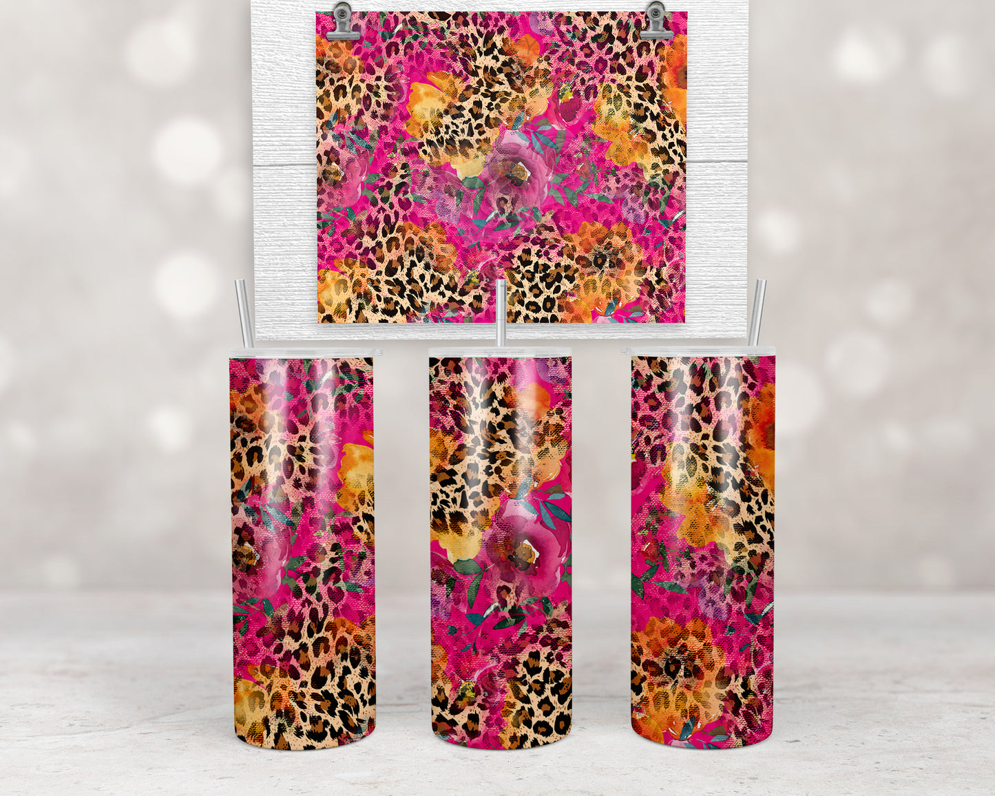 Pink Floral Leopard Design Transfers