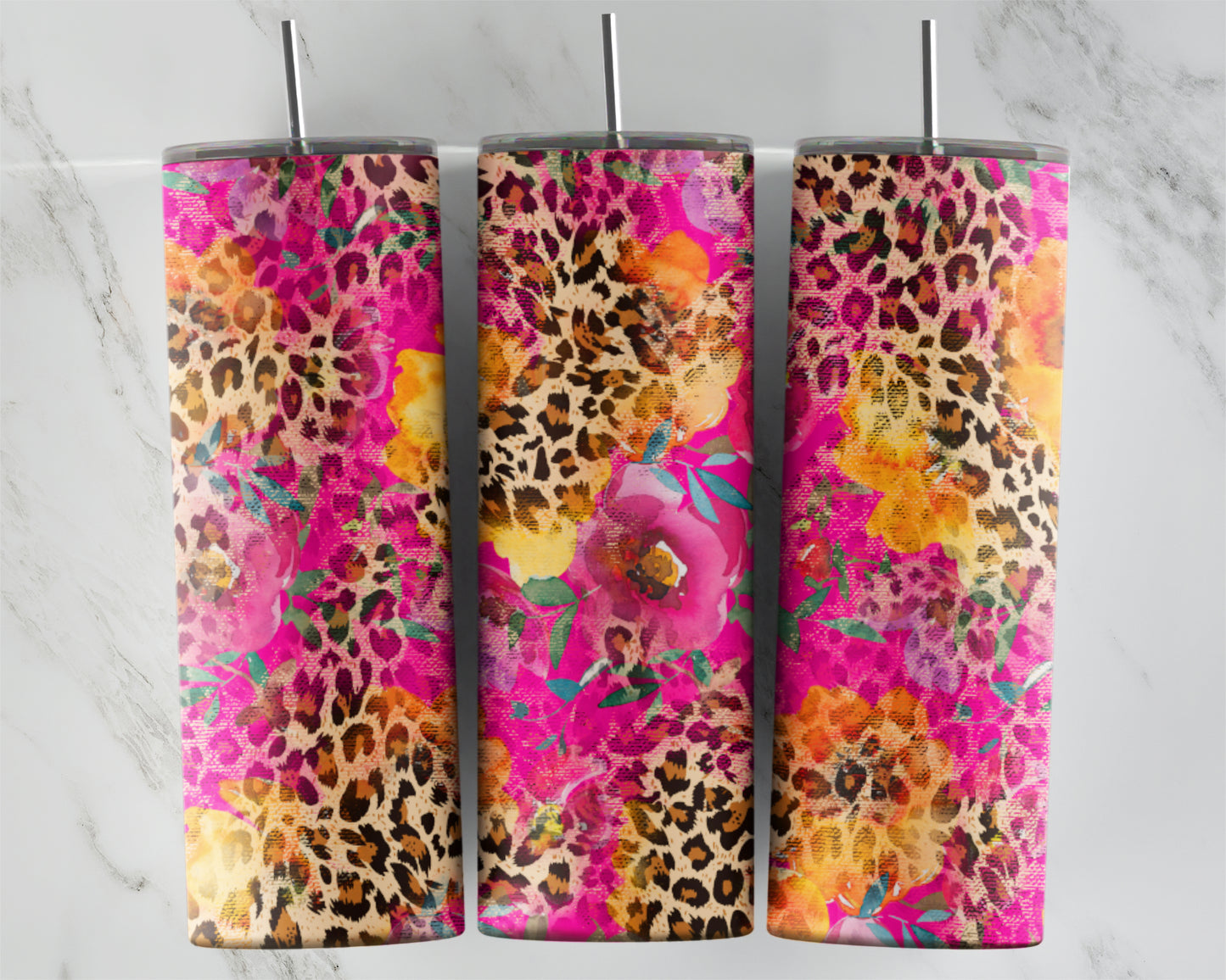 Pink Floral Leopard Design Transfers