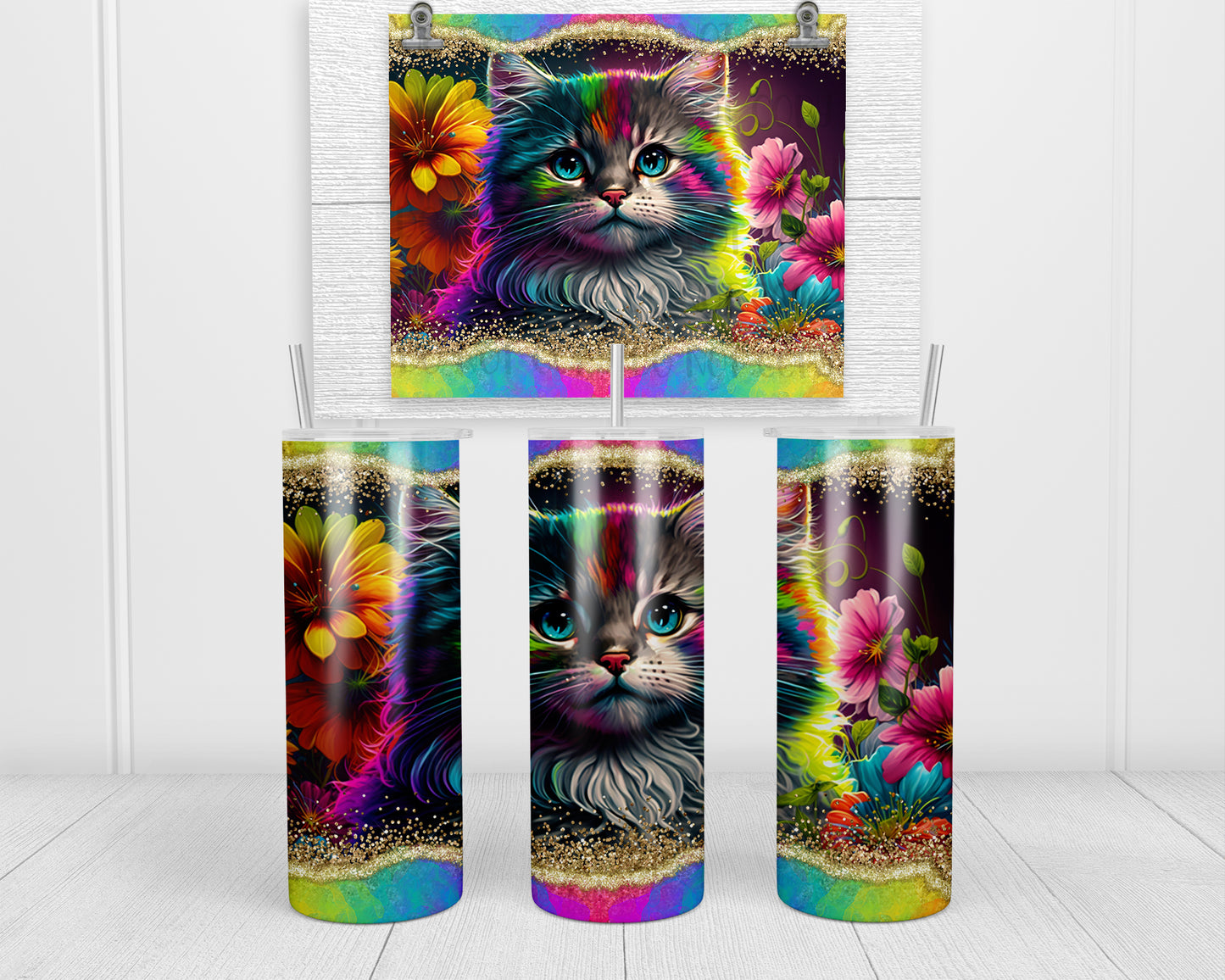 Rainbow Cat Tumbler Transfers