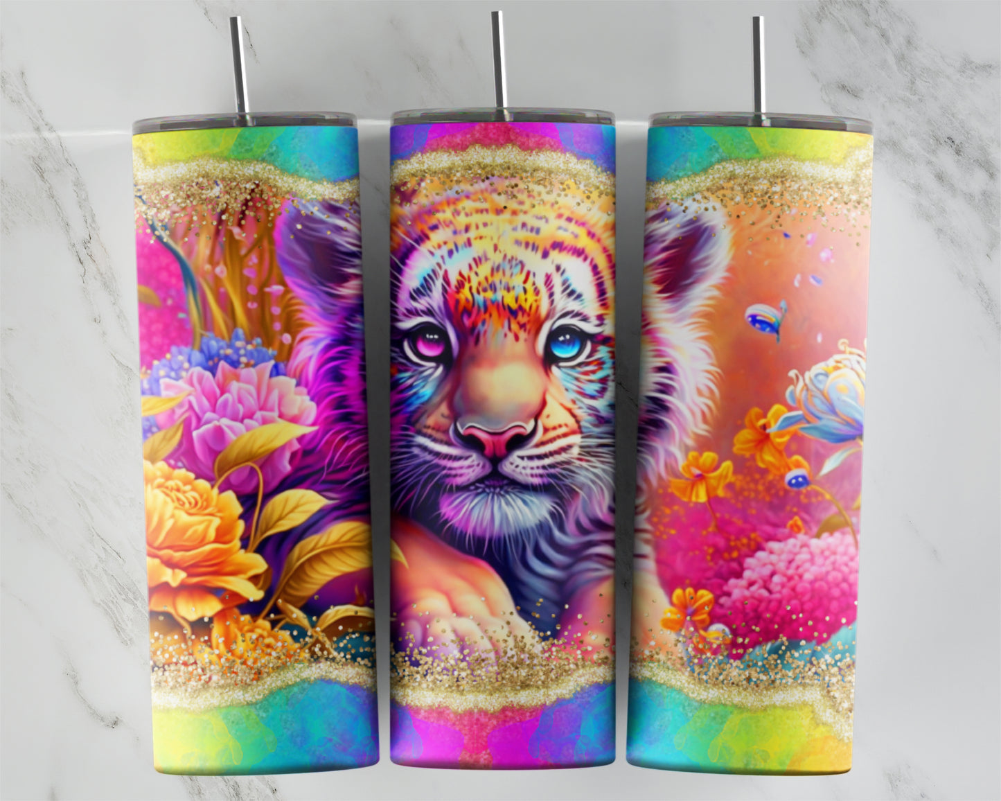 Rainbow Tiger Tumbler Transfers