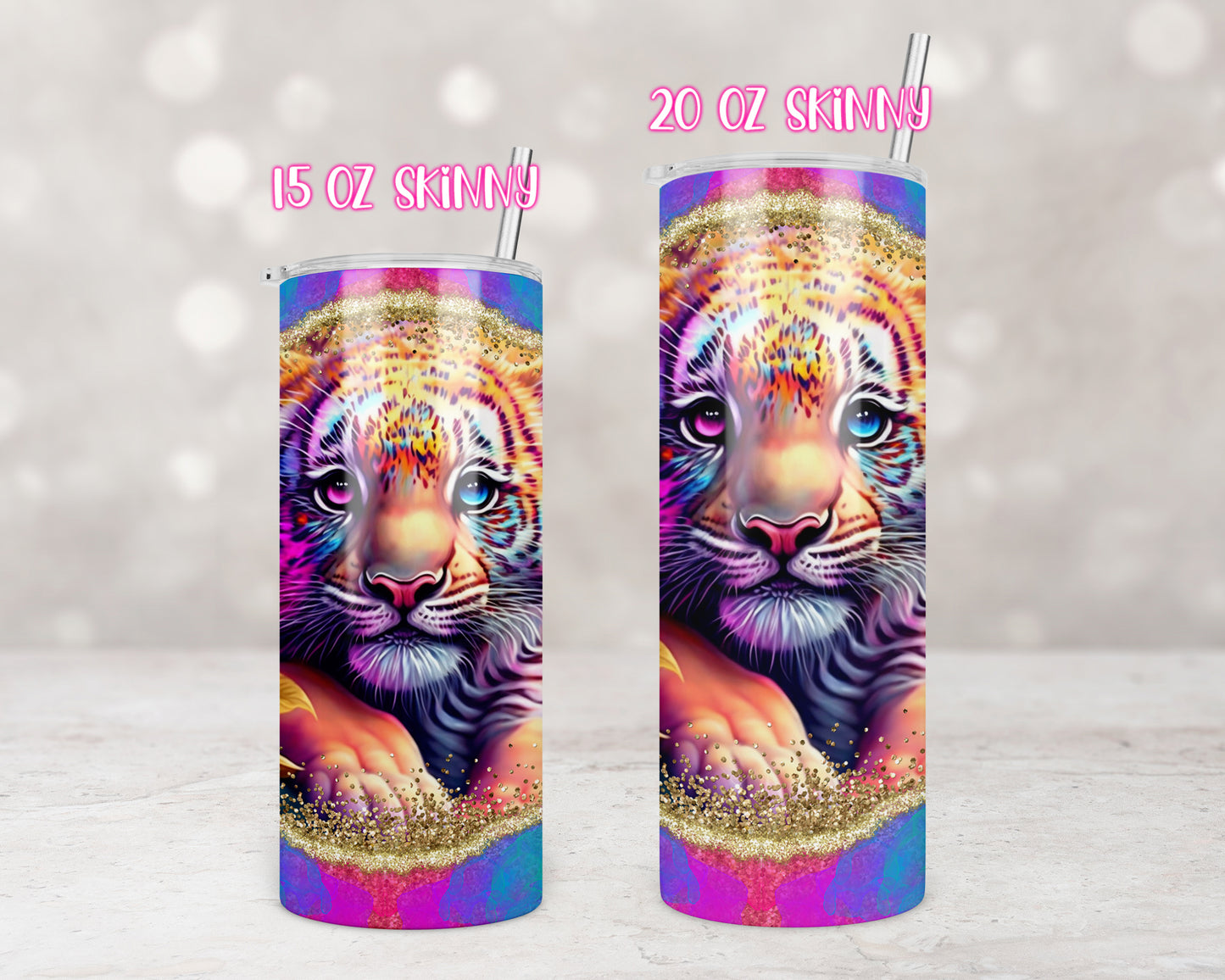 Rainbow Tiger Tumbler Transfers