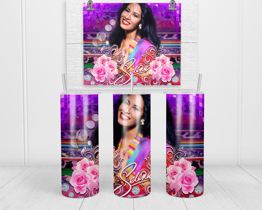 Selena Purple Flowers Tumbler Transfers