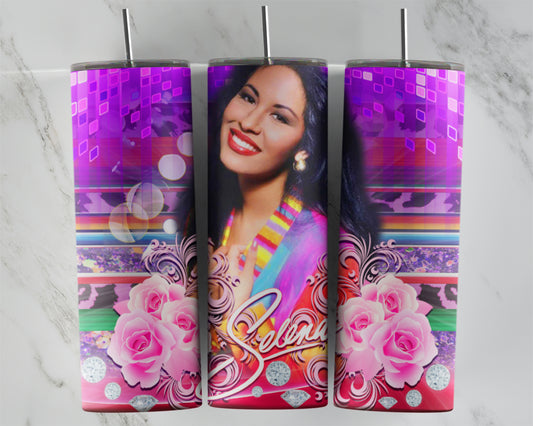 Selena Purple Flowers Tumbler Transfers