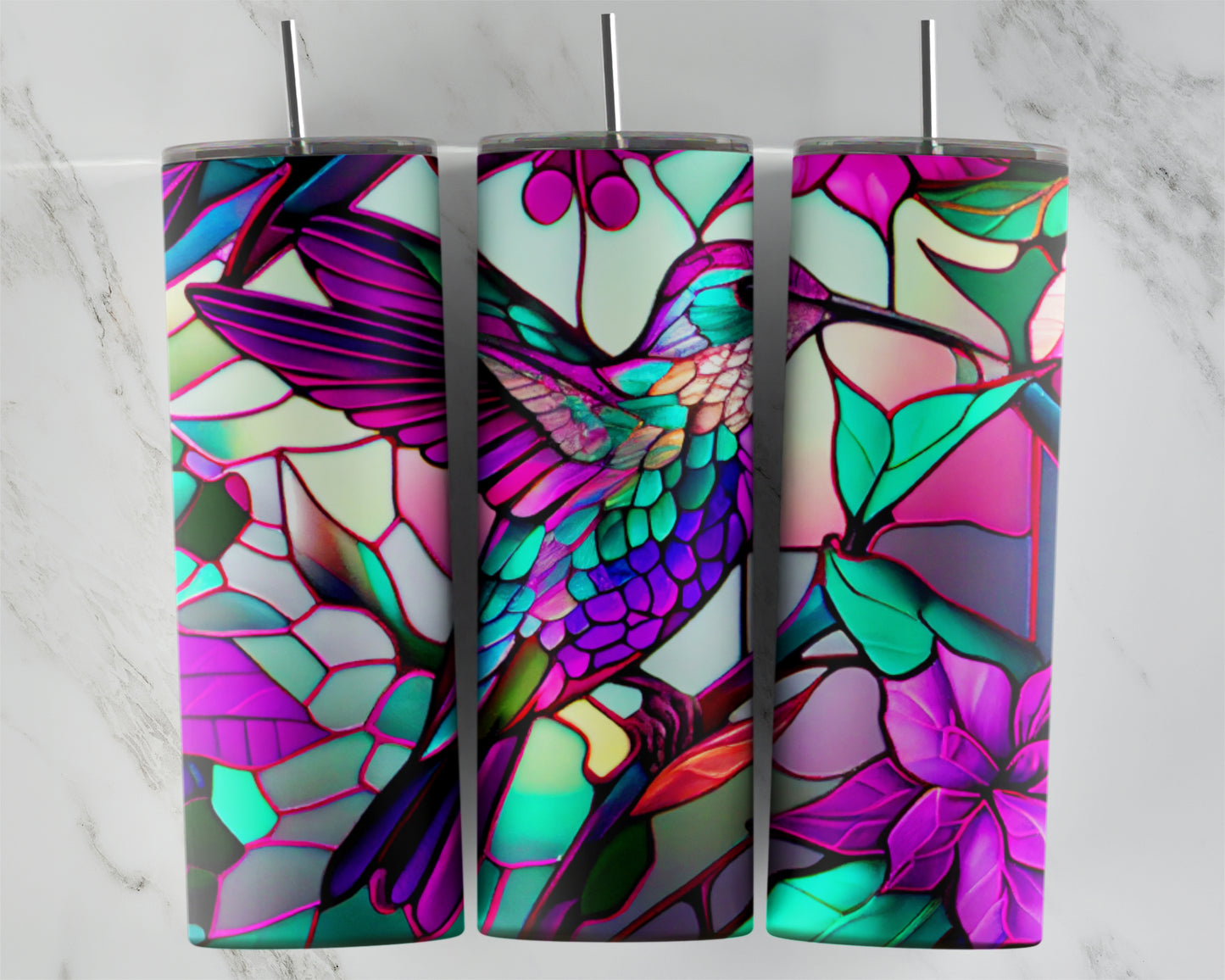 Stained Glass Hummingbird Design Transfers