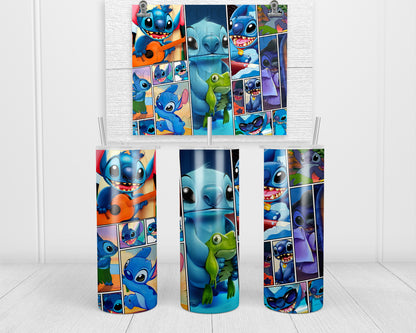 Blue Alien Collage Tumbler Transfers