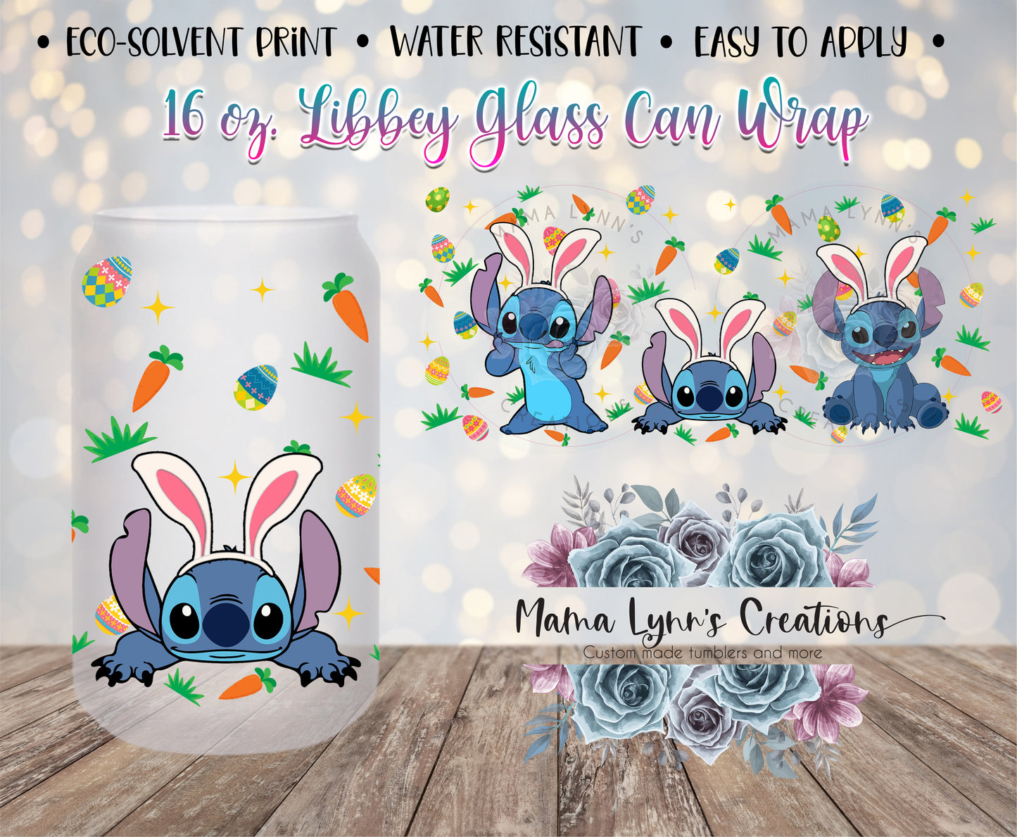 Easter Blue Alien 16 oz Glass Can Vinyl Wrap