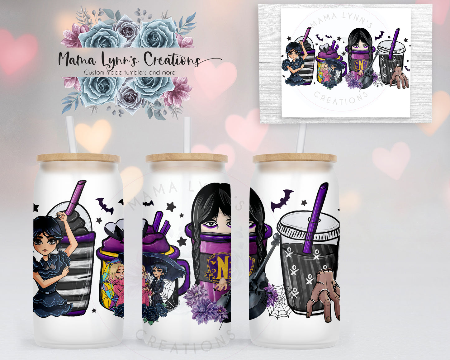 Goth Girl Purple 16 oz Glass Can Vinyl Wrap